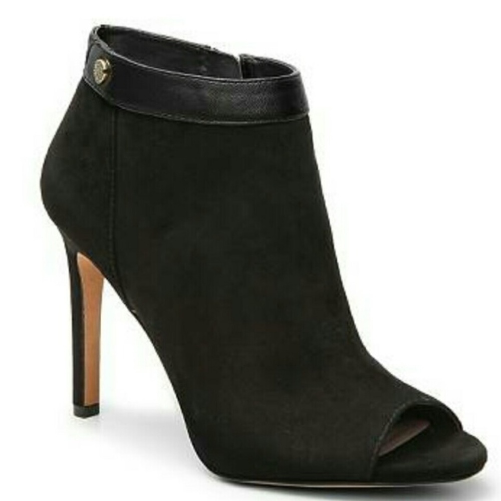 Vince Camuto - Black Suede peep toe booties 8.5